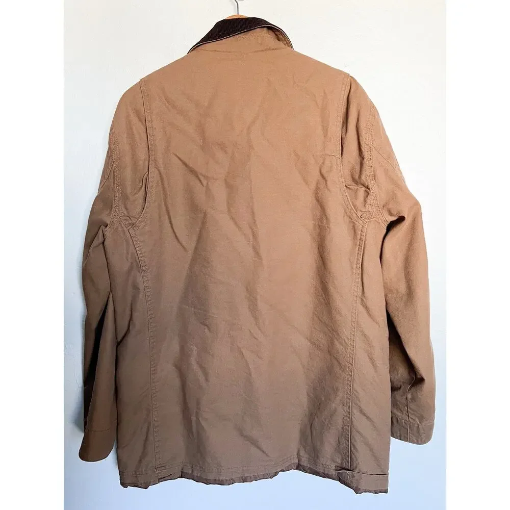 Orvis Barn Coat Jacket Men Medium Brown Tan Canvas Chore Corduroy Collar Classic